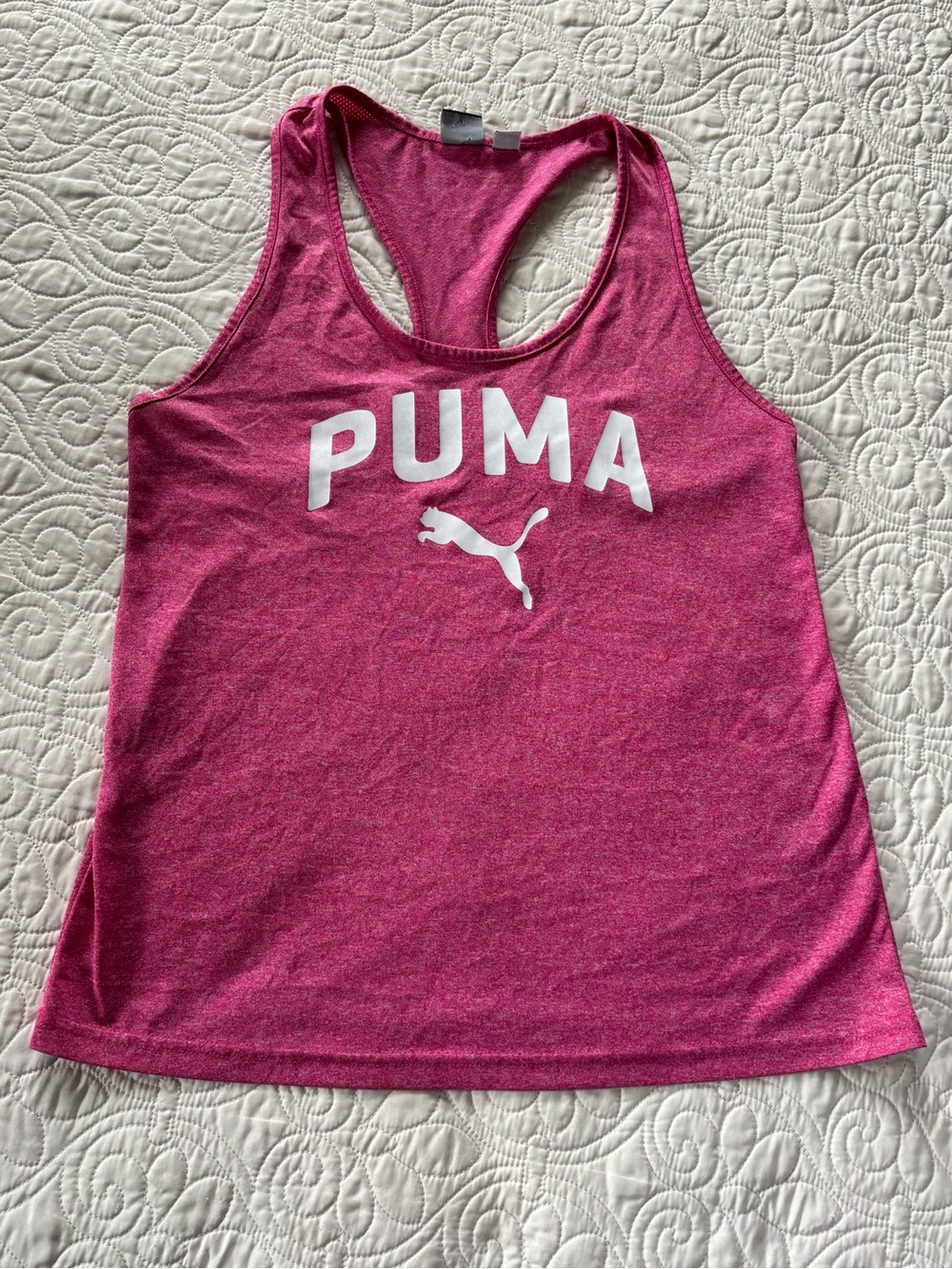 Puma Women's Heather Raspberry Racerback Tank with White Logo - Picture 3 of 8